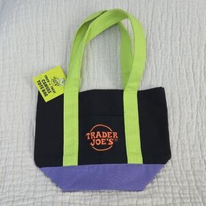 Trader Joe's Canvas Trick Or Treat Bag Purple And Green